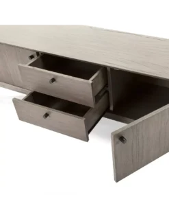 Meuble TV Gris 2 Portes 2 Tiroirs, Thai Natura -Deco En Ligne Soldes meuble tv gris 2 portes 2 tiroirs thai natura 3