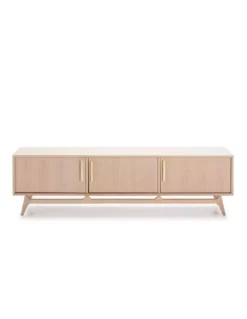 Meuble TV Naturel Clair 3 Portes, Thai Natura -Deco En Ligne Soldes meuble tv naturel clair 3 portes thai natura 2