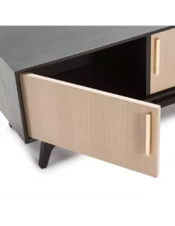 Meuble TV Naturel/noir 3 Portes, Thai Natura -Deco En Ligne Soldes meuble tv naturelnoir 3 portes thai natura 2