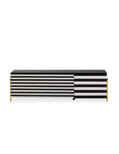 Meuble TV Noir Et Blanc 180cm Zebra, Thai Natura -Deco En Ligne Soldes meuble tv noir et blanc 180cm zebra thai natura 3