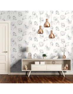 Papier Peint Vinyle Les Dormeurs Bleu, Lelièvre -Deco En Ligne Soldes papier peint vinyle les dormeurs bleu lelievre 1