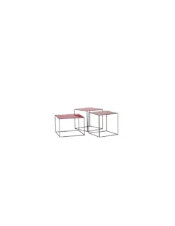 Set 3 Tables Basses Manisa : Rouge Orange Saumon