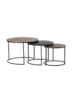 Set 3 Tables Basses Gigognes Yuli Dorée Noire Cuivrée
