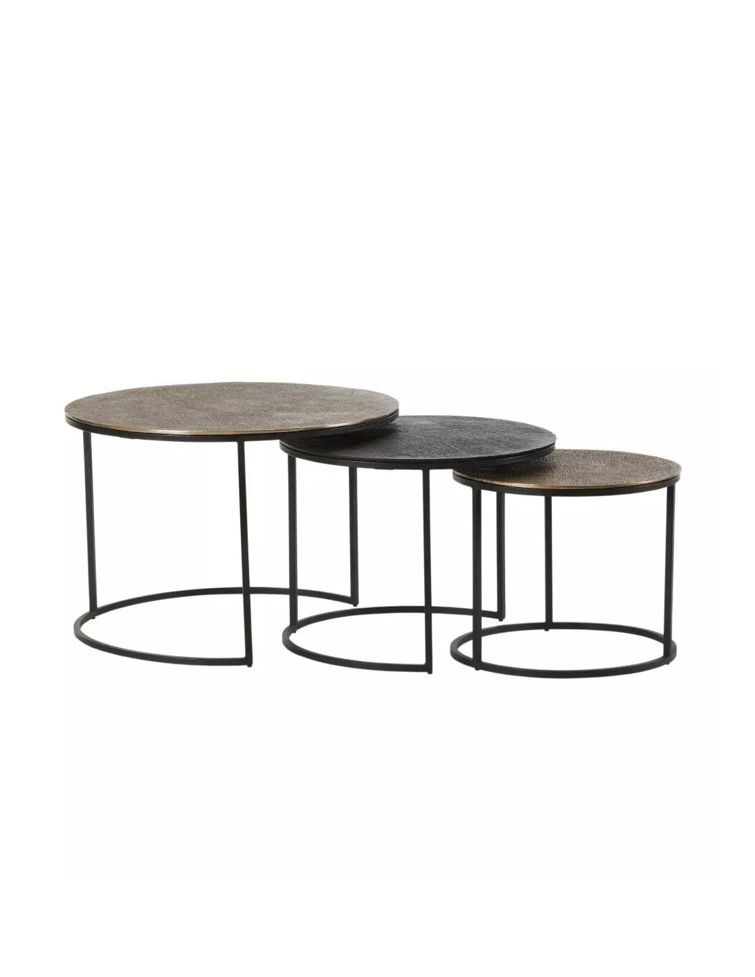Set 3 Tables Basses Gigognes Yuli Dorée Noire Cuivrée 3 Set 3 Tables Basses Gigognes Yuli Dorée Noire Cuivrée