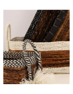 Set De 3 Paniers Rectangulaires En Raphia -Deco En Ligne Soldes set de 3 paniers rectangulaires en raphia 1