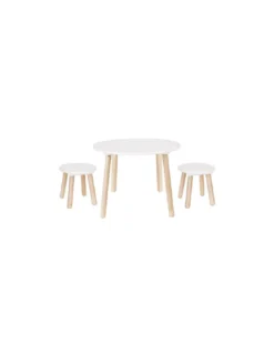 Table + 2 Tabourets Blanc, JaBaDaBaDo