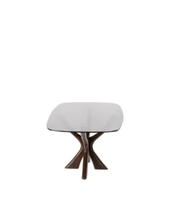 Table Basse Madera Croisés Bois Et Verre Fumé 110cm -Deco En Ligne Soldes table basse brun et verre fume 110cm 2