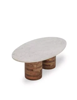 Table Basse Madina Ovale Blanche En Marbre 100cm