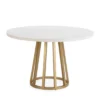Table Repas Ronde Blanc/doré Clara 120cm, Thai Natura