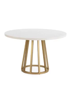 Table Repas Ronde Blanc/doré Clara 120cm, Thai Natura