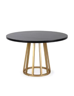 Table Repas Ronde Noir/doré Clara 120cm, Thai Natura