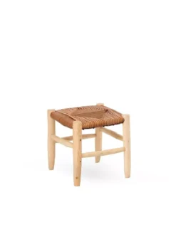 Tabouret Bois Naturel Et Cuir