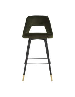 Tabouret De Bar Velours Kaki Louis H90 -Deco En Ligne Soldes tabouret de bar velours kaki louis h90 2