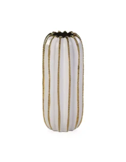 Vase Blanc Et Doré En Céramique H35